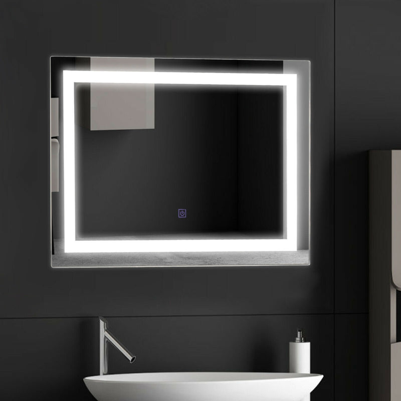 27.5 Inch LED Wall-Mounted Rect Bathroom Mirror with Touch