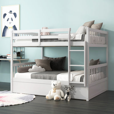 Full over Full Bunk Bed Platform Wood Bunk Bed