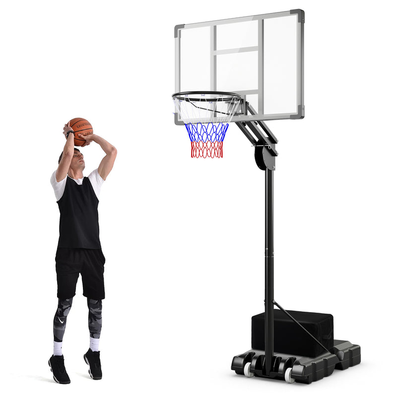 4.9-10 Feet Adjustable Basketball Hoop with Shatterproof Backboard