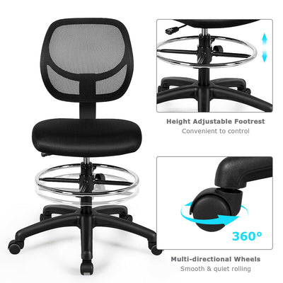 Adjustable Height Mid Back Mesh Drafting Office Chair