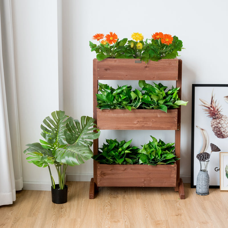 3-Tier Raised Garden Bed with Detachable Ladder and Adjustable Shelf