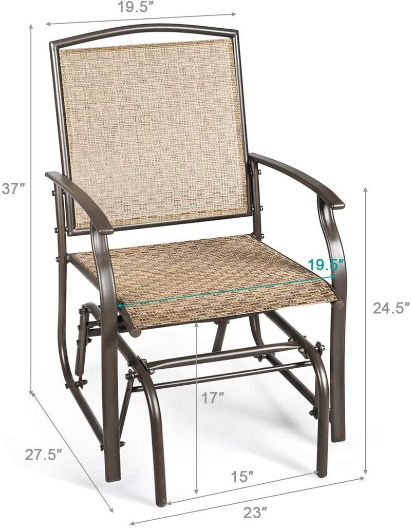 2 Pieces Patio Swing Single Glider Chair Rocking Seating