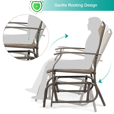 2 Pieces Patio Swing Single Glider Chair Rocking Seating