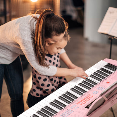 61-Key Electric Piano Keyboard for Beginner-Pink