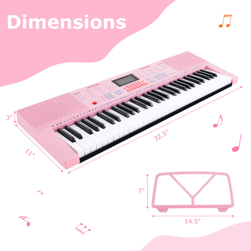 61-Key Electric Piano Keyboard for Beginner-Pink