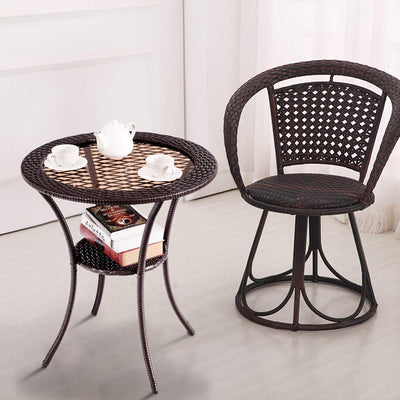 Rattan Wicker Coffee Table with Lower Shelf