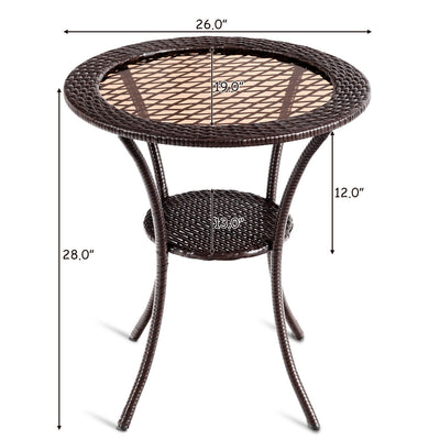 Rattan Wicker Coffee Table with Lower Shelf