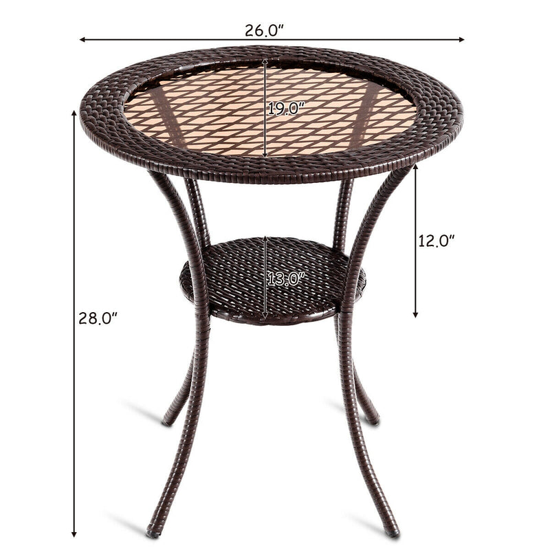 Rattan Wicker Coffee Table with Lower Shelf