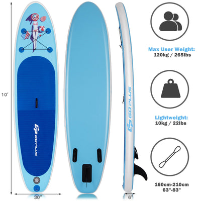 10 Feet Inflatable Stand Up Paddle Board with Adjustable Paddle Pump