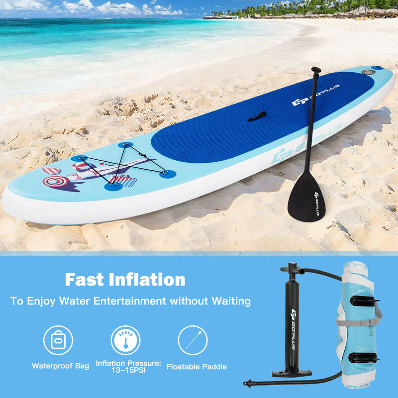 10 Feet Inflatable Stand Up Paddle Board with Adjustable Paddle Pump