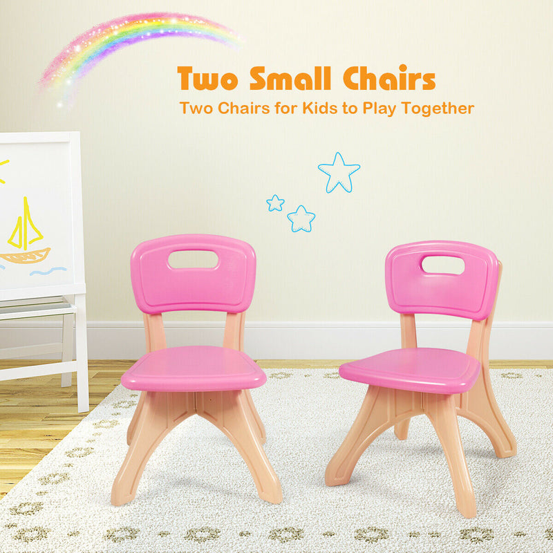 In/Outdoor 3-Piece Plastic Children Play Table & Chair Set-Pink