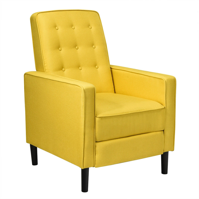 Mid-Century Push Back Recliner Chair-Yellow