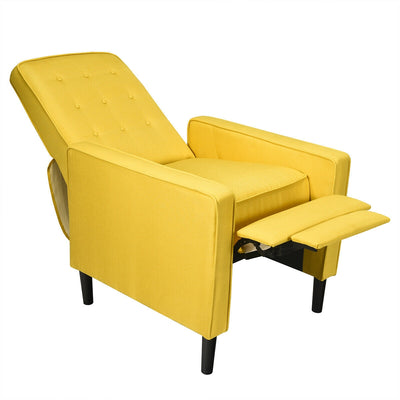 Mid-Century Push Back Recliner Chair-Yellow