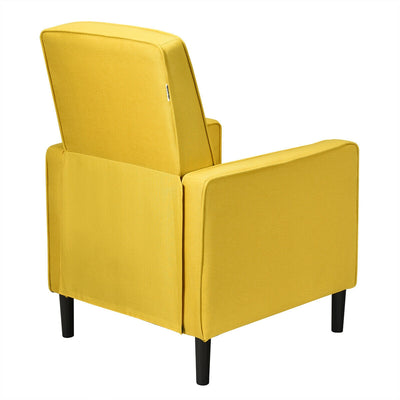 Mid-Century Push Back Recliner Chair-Yellow