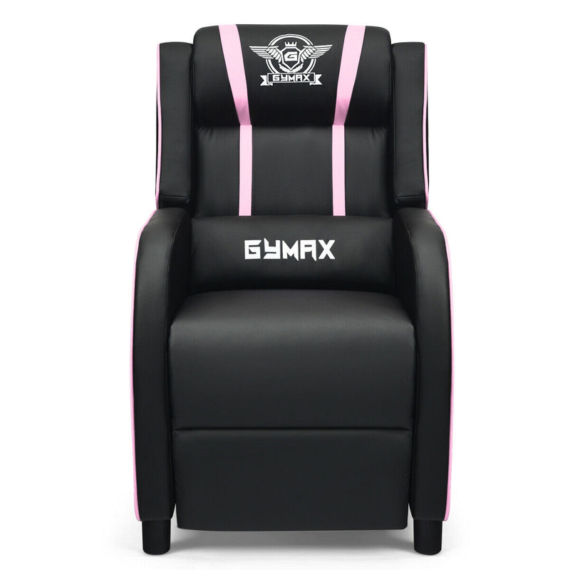 Massage Racing Gaming Single Recliner Chair-Pink