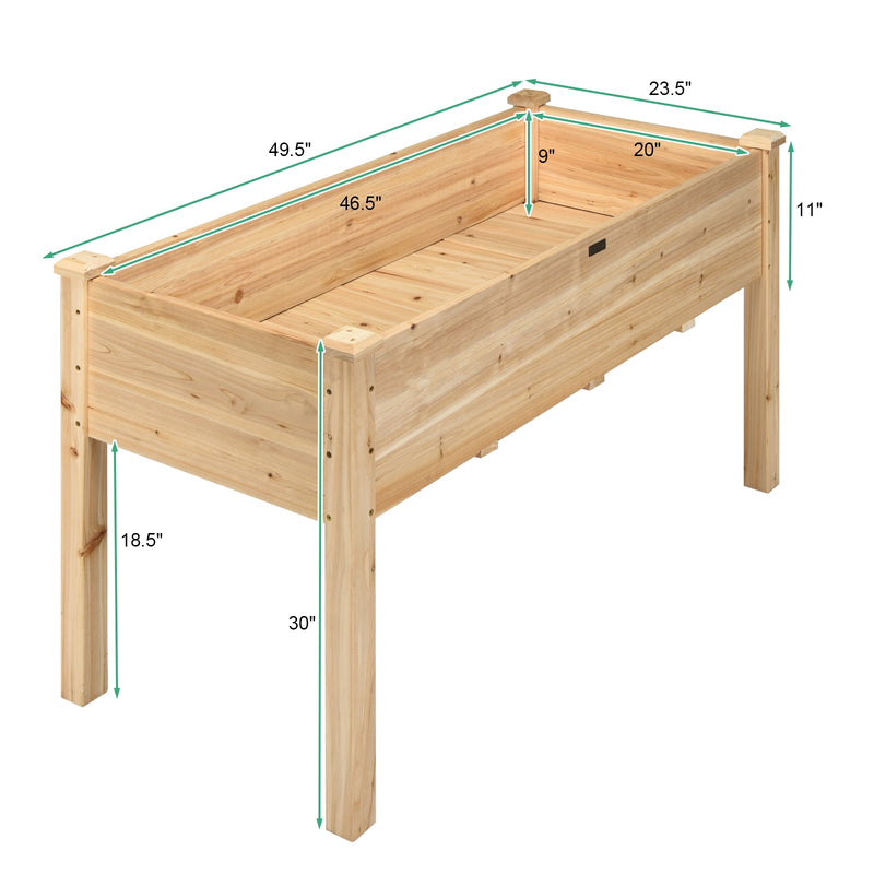 49’’ x 23’’ x 30’’  Wooden Raised Vegetable Garden Bed-Natural