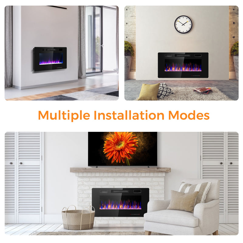 36 Inch Ultra Thin Wall Mounted Electric Fireplace