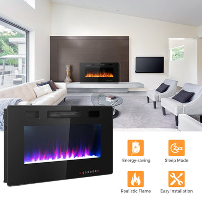 36 Inch Ultra Thin Wall Mounted Electric Fireplace