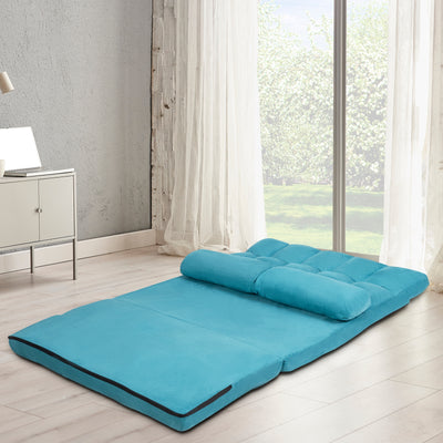 Foldable Floor 6-Position Adjustable Lounge Couch-Blue