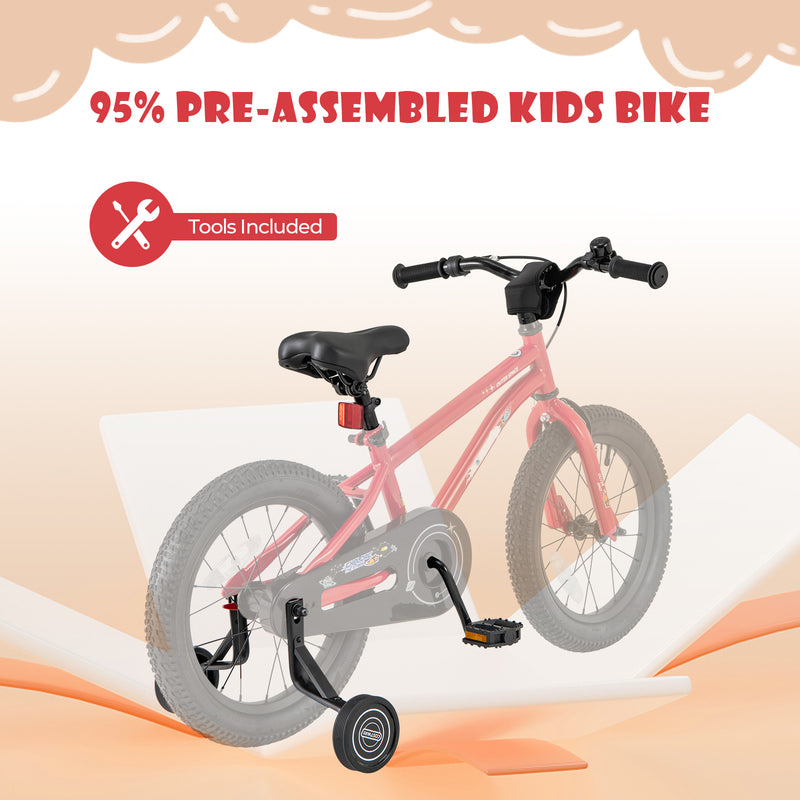 16-Inch Kids Bike Ages 4-7 with Handbrake and Coaster Brake and Bell Ring-16 inches