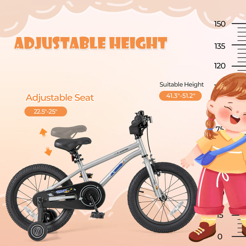 16-Inch Kids Bike Bicycle for Boys Girls 4-7 Adjustable with High Carbon Steel Frame-16 inches