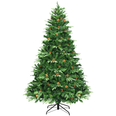 7.5 ft Artificial Christmas Tree with LED Lights and Pine Cones