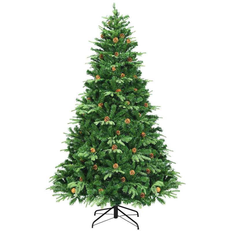 7.5 ft Artificial Christmas Tree with LED Lights and Pine Cones