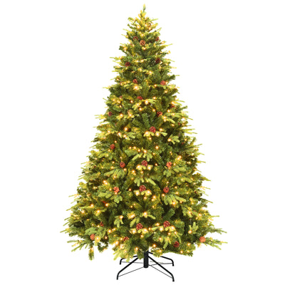 7.5 ft Artificial Christmas Tree with LED Lights and Pine Cones