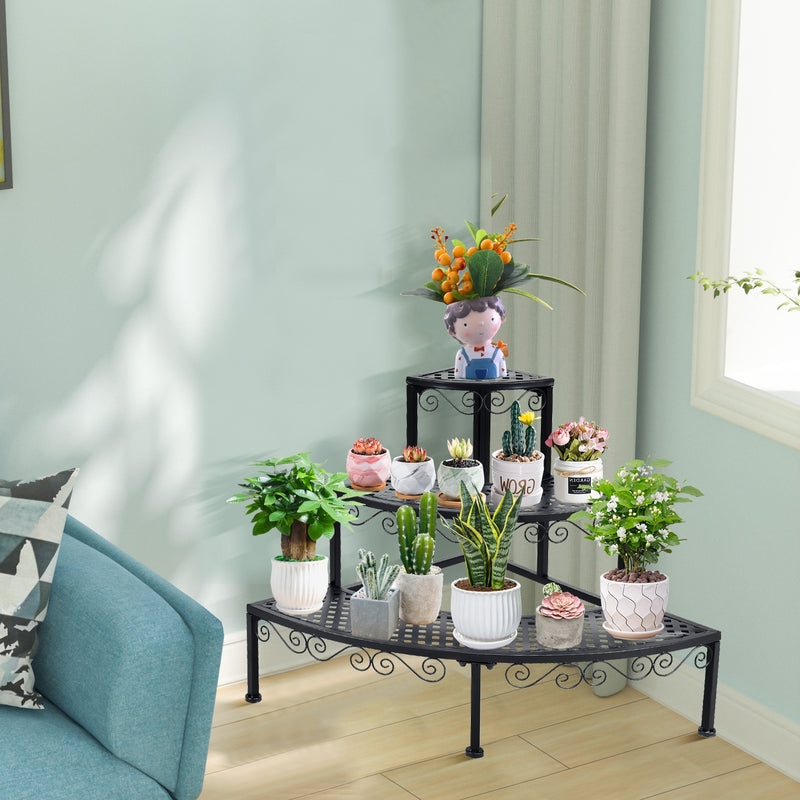 3-Tier Corner Metal Flower Ladder Plant Stand