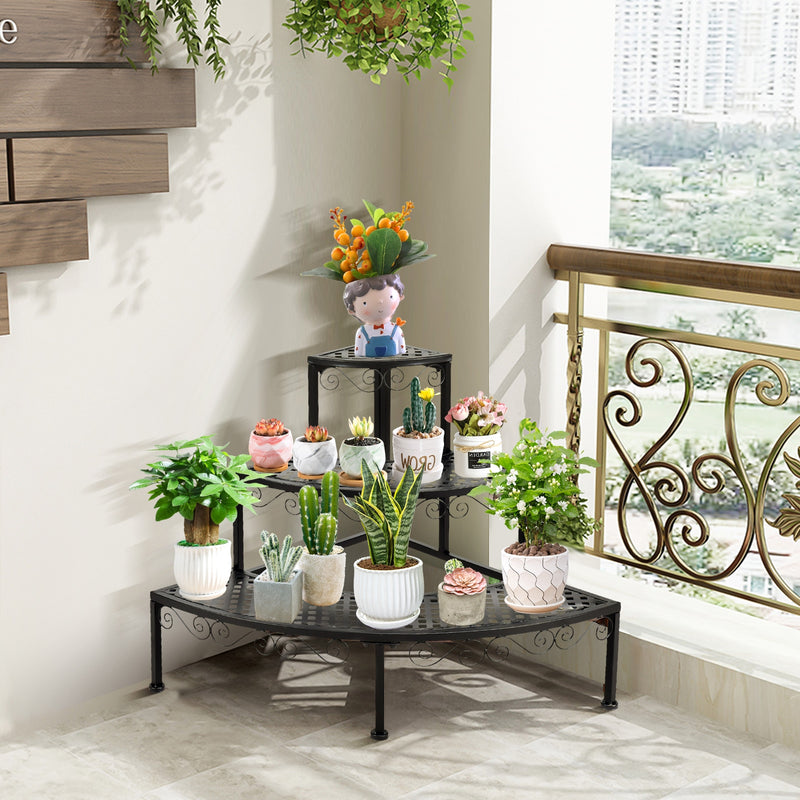 3-Tier Corner Metal Flower Ladder Plant Stand