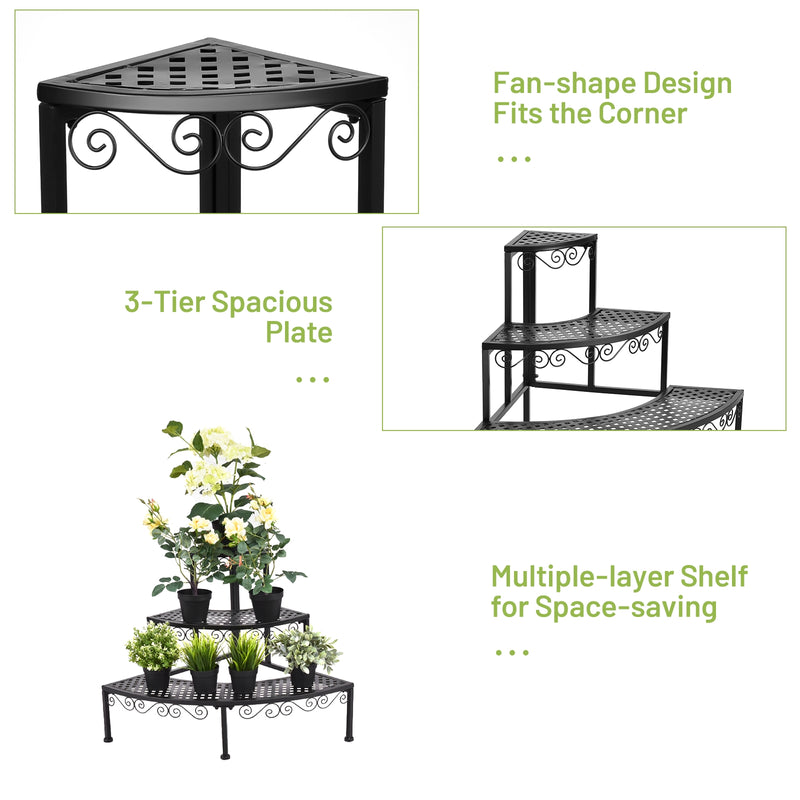 3-Tier Corner Metal Flower Ladder Plant Stand