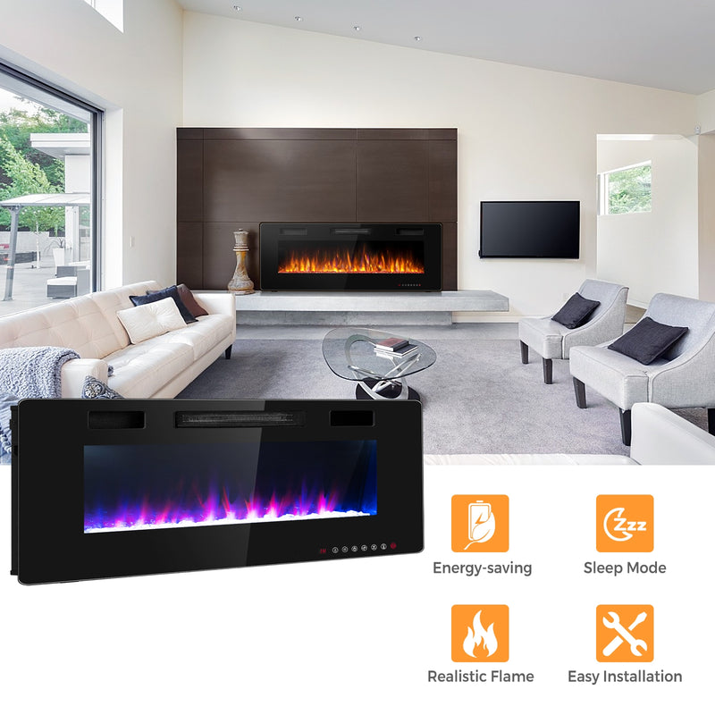 60 Inch Ultra Thin Electric Fireplace with 2 Heat Settings