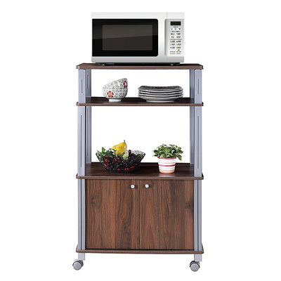 Microwave Rack Stand Rolling Storage Cart-Walnut