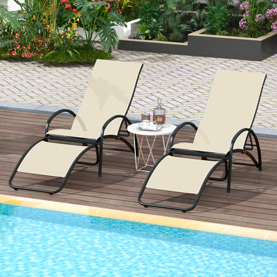 2-in-1 Outdoor Rocking Chair with 4-Position Adjustable Backrest for Patio Porch Poolside-Beige