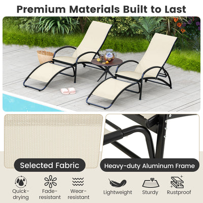 2-in-1 Outdoor Rocking Chair with 4-Position Adjustable Backrest for Patio Porch Poolside-Beige