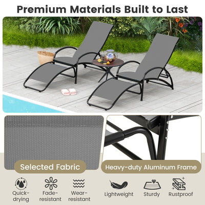 2-in-1 Outdoor Rocking Chair with 4-Position Adjustable Backrest for Patio Porch Poolside-Gray