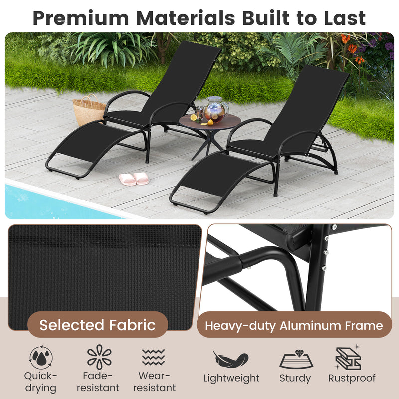 2-in-1 Outdoor Rocking Chair with 4-Position Adjustable Backrest for Patio Porch Poolside-Black