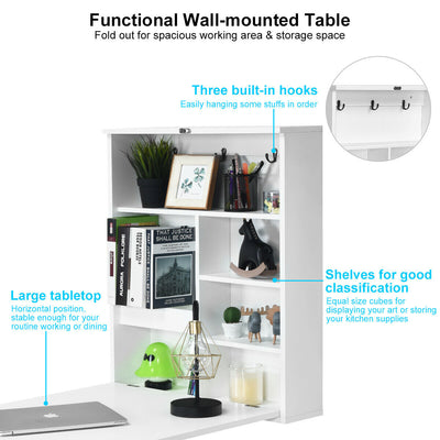 Convertible Wall Mounted Table with A Chalkboard-White