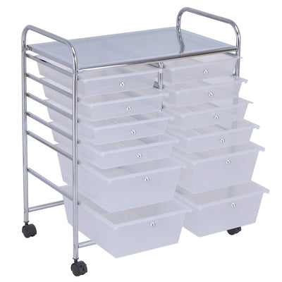 12 Storage Drawer Organizer Bins Rolling Cart