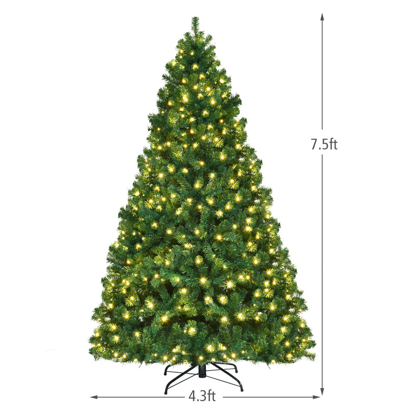 7.5 Feet PVC Artificial Christmas Tree with LED Lights-7.5 ft