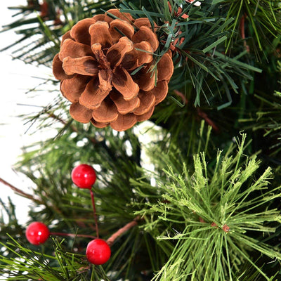 3'/4'/5' LED Christmas Entrance Tree w/ Red Berries Pine Cones-4'