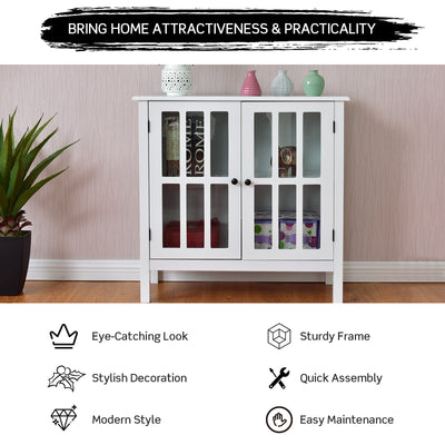 Glass Door Sideboard Console Storage Buffet Cabinet