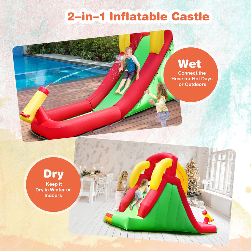 Inflatable Water Slide Bounce House with Climbing Wall and Jumper without Blower