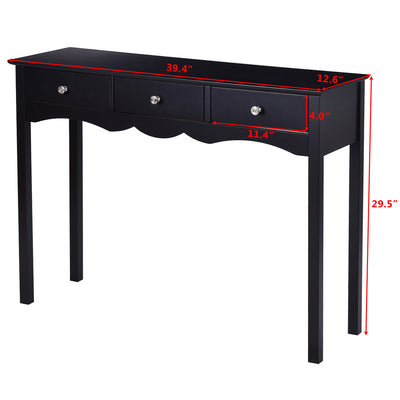 Hall table Side Table w/ 3 Drawers-Black