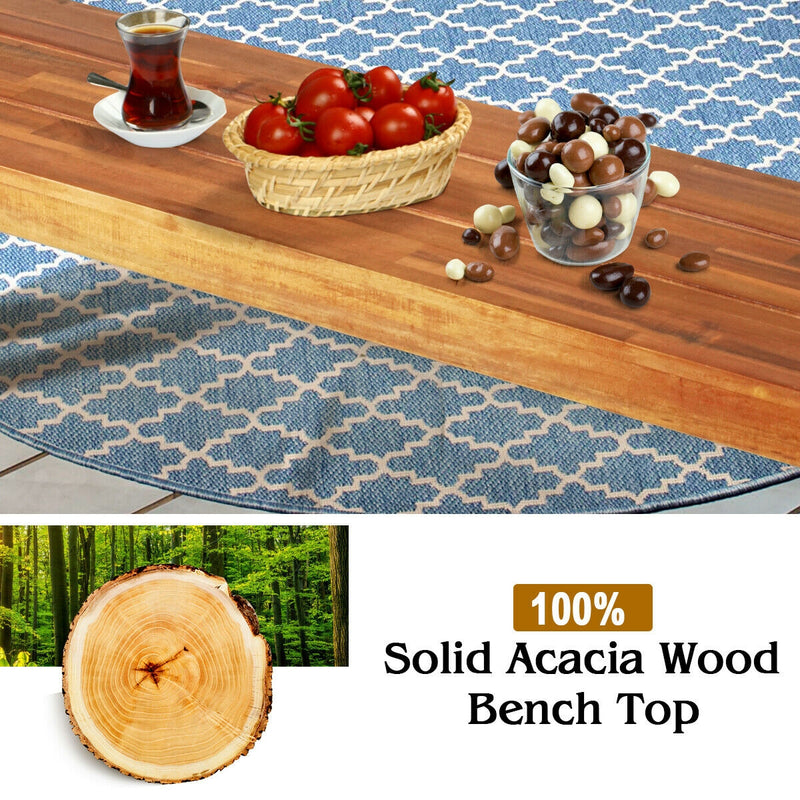 Set of 2 Patio Acacia Wood Dining Bench