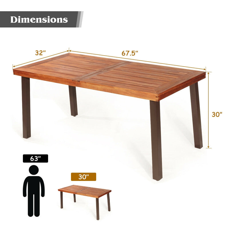 Rectangular Acacia Wood Rustic Dining Furniture Table