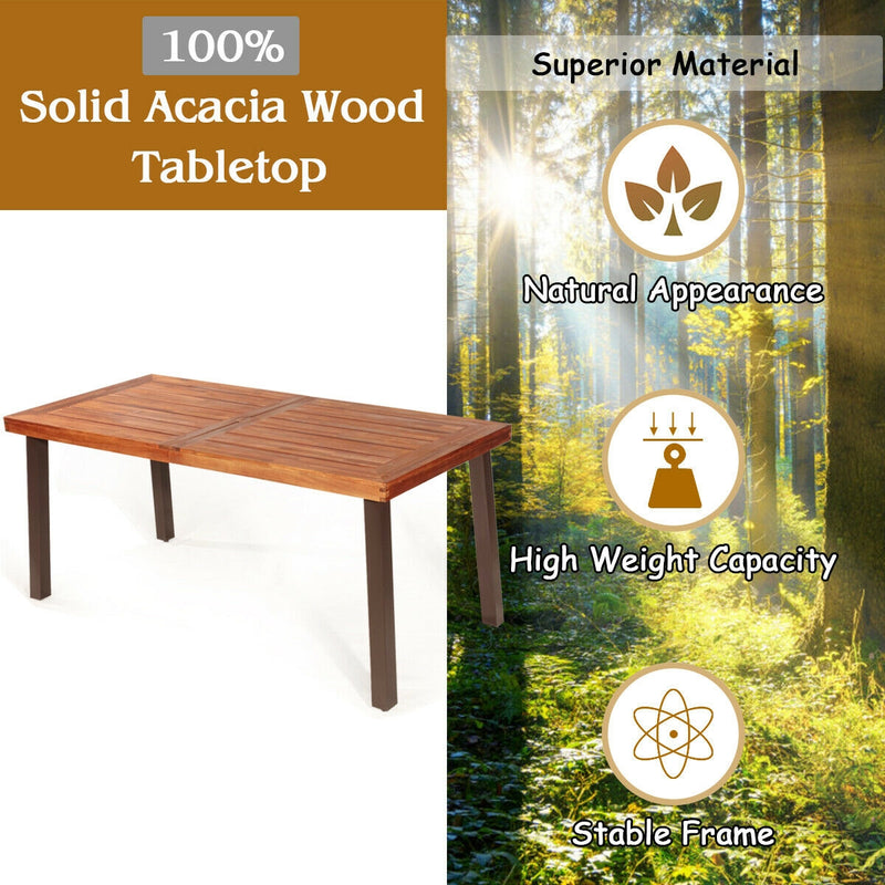 Rectangular Acacia Wood Rustic Dining Furniture Table