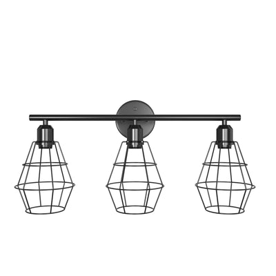 3-Light Industrial Bathroom Vanity Cage Light Vintage Wall Lamp