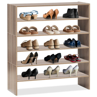 3 Pieces 31-Inch Stackable Multi-Shape Shoe Rack-Natural