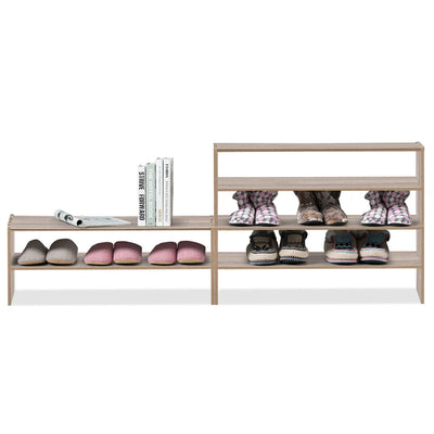 3 Pieces 31-Inch Stackable Multi-Shape Shoe Rack-Natural